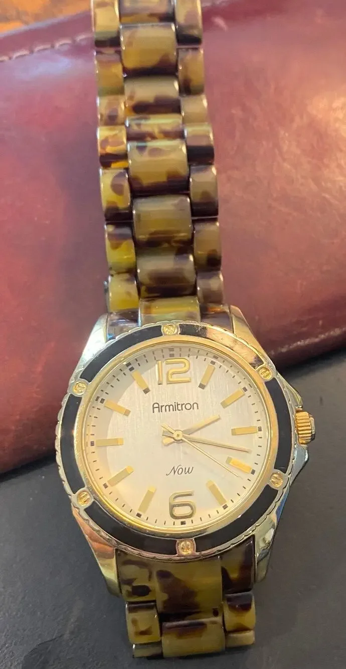 Women's 40mm Armitron Now Watch, Tortoise Look Lucite with Gold Tone Case
